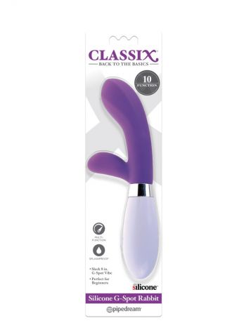 Vibrator Rabbit Classix Silione, Mov, 20.3 cm